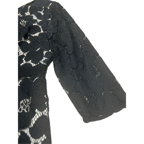 Oasis Womens 3/4 Sleeve Lined Collar Lace Pencil Mini Dress White Black Size 14 - Picture 5 of 7